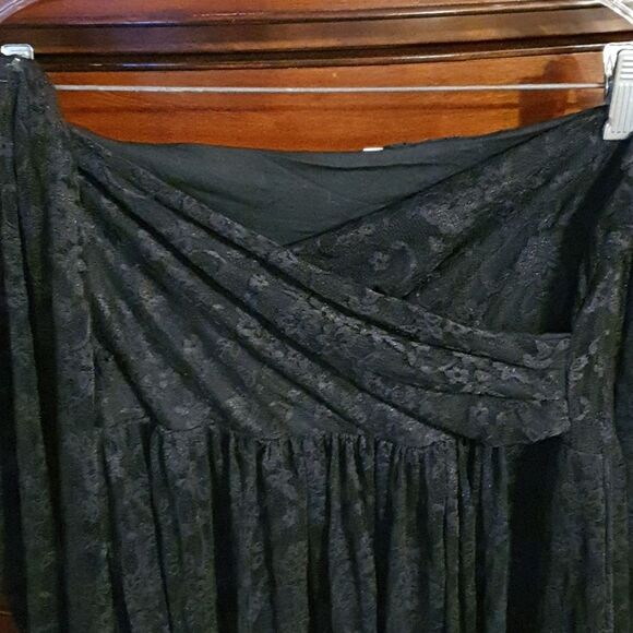 Ladies Black Lace Off Shoulder Split Side Maxi Dress sz Small - Picture 6 of 6